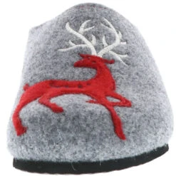 Damen Hausschuhe Pantoletten Pantoffeln Slipper Naturwollfilz (Hirsch) Grau - Grau -Modeschuhe 12669557 04