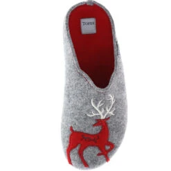 Damen Hausschuhe Pantoletten Pantoffeln Slipper Naturwollfilz (Hirsch) Grau - Grau -Modeschuhe 12669557 07