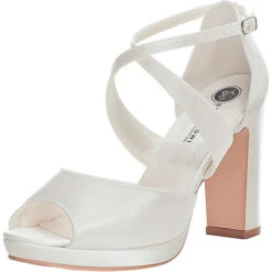 Brautschuh Aus Satin, Absatzhöhe 10 Cm Klassische Sandalen - Creme