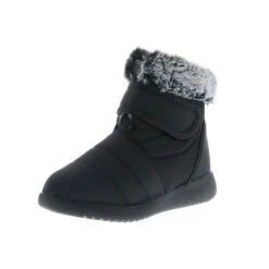 BBS Norway Originals Damen Kurzschaft Winterstiefeletten Snowboots Kunstfell Gefüttert Schwarz - Schwarz