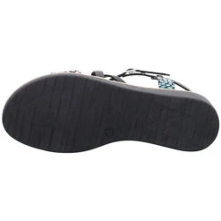 Damen Riemchensandalen Sandale Fußbett Bequem Freizeit Glattleder Gemustert Riemchensandalen - Schwarz -Modeschuhe 25014628 03