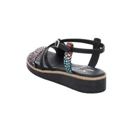 Damen Riemchensandalen Sandale Fußbett Bequem Freizeit Glattleder Gemustert Riemchensandalen - Schwarz -Modeschuhe 25014628 05