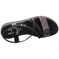 Damen Riemchensandalen Sandale Fußbett Bequem Freizeit Glattleder Gemustert Riemchensandalen - Schwarz -Modeschuhe 25014628 06