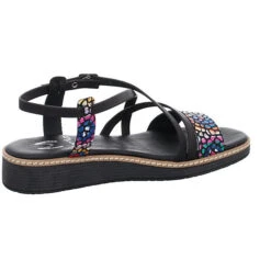 Damen Riemchensandalen Sandale Fußbett Bequem Freizeit Glattleder Gemustert Riemchensandalen - Schwarz -Modeschuhe 25014628 08