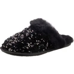 Ugg W Scuffette Ii Chunky Sequin Lammfell-Hausschuhe - Schwarz