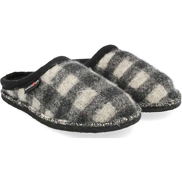 Haflinger Plaid Pantoffeln - Schwarz/weiß 3 Haflinger Plaid Pantoffeln - Schwarz/weiß