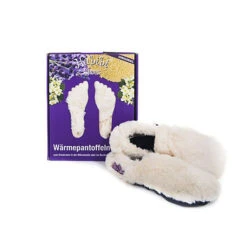 Wärmeschuhe Slippers Hausschuhe Creme Größe L Mikrowelle/Ofen - Creme