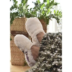 Wärmeschuhe Slippers Hausschuhe Creme Größe L Mikrowelle/Ofen - Creme -Modeschuhe 27198578 03