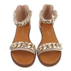 Riemchensandalen Reißverschluss, Blockabsatz, Kette - Beige -Modeschuhe 29121810 04