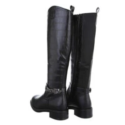 Flache Stiefel Reißverschluss, Blockabsatz, Riemen, Used Look, Kette -Modeschuhe 29121813 02