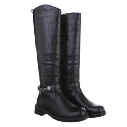 Flache Stiefel Reißverschluss, Blockabsatz, Riemen, Used Look, Kette -Modeschuhe 29121813 03