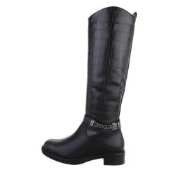 Flache Stiefel Reißverschluss, Blockabsatz, Riemen, Used Look, Kette -Modeschuhe 29121813 04