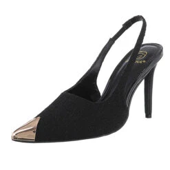 Schnür- & Riemchenpumps Knöchelriemen, Pfennig-/Stilettoabsatz, Metallisch - Schwarz