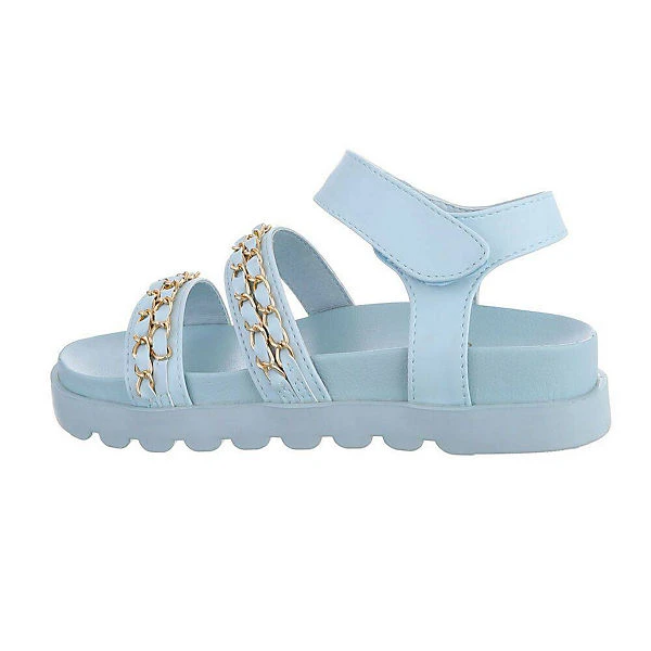 Riemchensandalen Klettverschluss, Flach, Kette 3 Riemchensandalen Klettverschluss, Flach, Kette