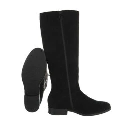 Flache Stiefel Reißverschluss, Blockabsatz, - Schwarz -Modeschuhe 29249577 02