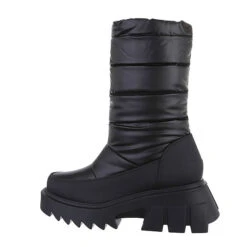 Plateaustiefel , Blockabsatz, - Schwarz