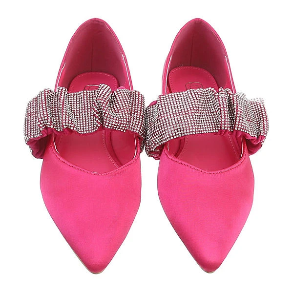 Klassische Ballerinas , Blockabsatz, Strass 6 Klassische Ballerinas , Blockabsatz, Strass – Bild 4