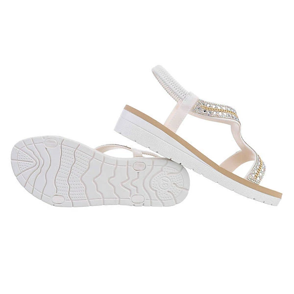 Riemchensandalen , Keilabsatz/Wedge, Riemen, Strass 4 Riemchensandalen , Keilabsatz/Wedge, Riemen, Strass – Bild 2