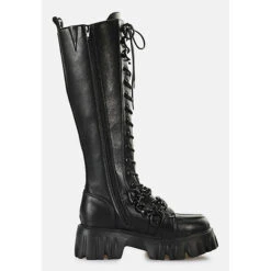 Buffalo Stiefel LION LACE UP HI CHAIN Schnürstiefel - Schwarz -Modeschuhe 29829707 05