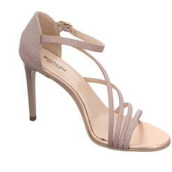 Nero Giardini Damen Riemchensandalen Egizia Riemchen Sandalette Fußbett Bequem Freizeit Glitzerdetails Textil Uni Riemchensandalen - Camel -Modeschuhe 30189058 06