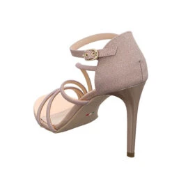 Nero Giardini Damen Riemchensandalen Egizia Riemchen Sandalette Fußbett Bequem Freizeit Glitzerdetails Textil Uni Riemchensandalen - Camel -Modeschuhe 30189058 07