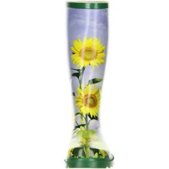 Conway Damen Gummistiefel Sonnenblumenmuster Gelb - Grün -Modeschuhe 8869141 04
