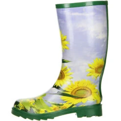 Conway Damen Gummistiefel Sonnenblumenmuster Gelb - Grün -Modeschuhe 8869141 05