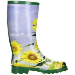 Conway Damen Gummistiefel Sonnenblumenmuster Gelb - Grün -Modeschuhe 8869141 06