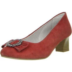 Damen Trachtenschuhe Almhaferl Pumps Rot