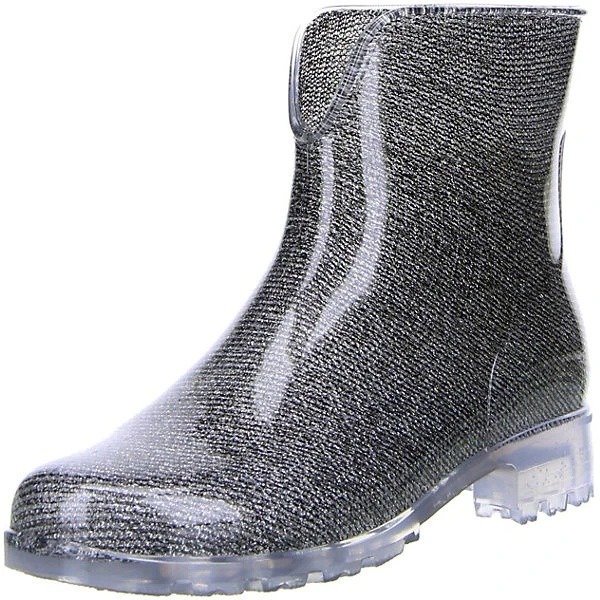 Damen Stiefeletten Gummistiefel Regenschuhe Silber - Dunkelgrau 3 Damen Stiefeletten Gummistiefel Regenschuhe Silber - Dunkelgrau
