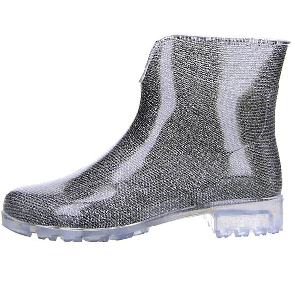 Damen Stiefeletten Gummistiefel Regenschuhe Silber - Dunkelgrau 7 Damen Stiefeletten Gummistiefel Regenschuhe Silber - Dunkelgrau – Bild 5